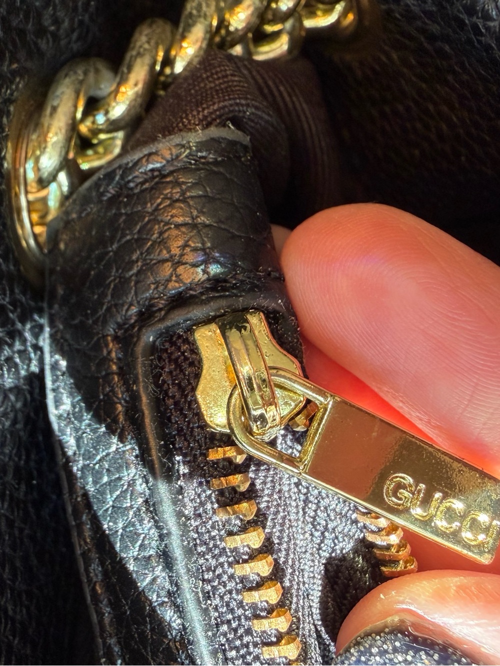 Designer Inspired Embossed Logo shoulder bag with chain strap - Picture 6 of 11